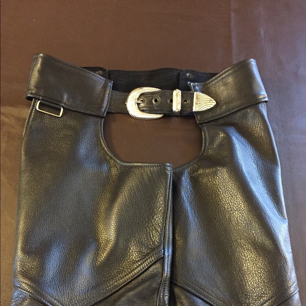 Woman’s leather motorcycle chaps